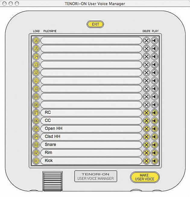 A software application - the Tenori-on Voice Manager - is supplied.